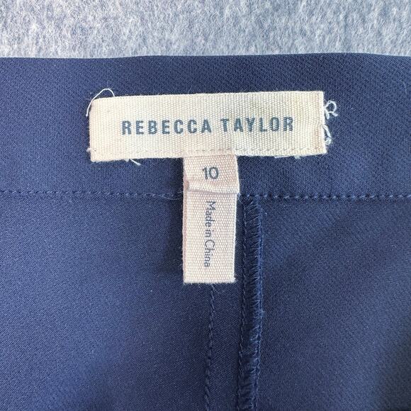 Rebecca Taylor Navy Bootcut Dress Pants WMNS 10 Mid Rise Slim Fit Wide Leg - Picture 3 of 9